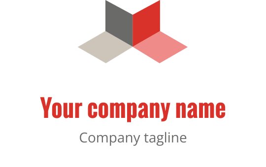 Modern geometric logo design with overlapping red and gray shapes