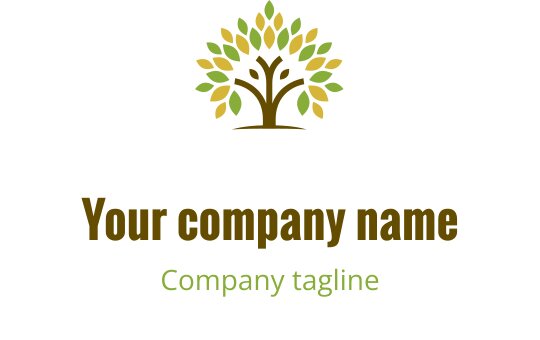 Modern tree logo design with green leaves and a brown trunk