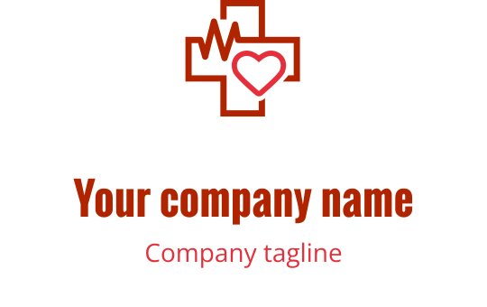 Elegant red heart logo design with a brown cross element