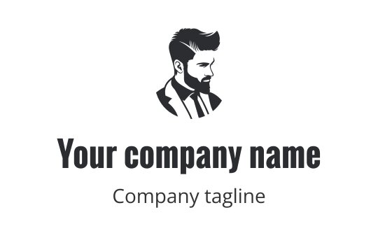 Stylish logo design featuring a silhouette of a man in a suit