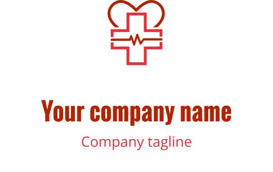 Elegant heart logo design featuring a red heart intertwined with a brown cross