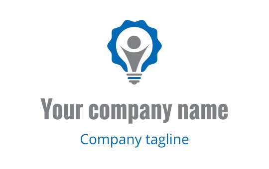 Creative light bulb logo design with a human figure and gear elements