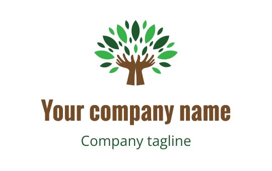 Modern tree logo design with green leaves and brown trunk