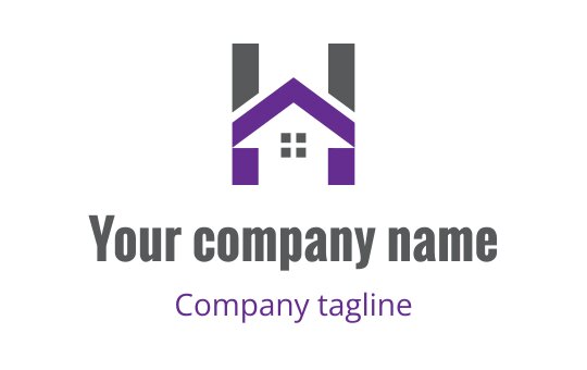 Modern house logo design with purple accents and bold typography