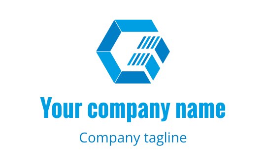 Modern hexagonal logo design in blue with geometric shapes