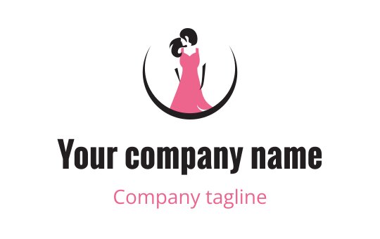 Elegant logo design featuring a pink dress silhouette and stylish typography