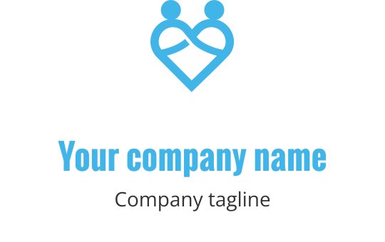 Modern logo design featuring two abstract figures within a heart shape