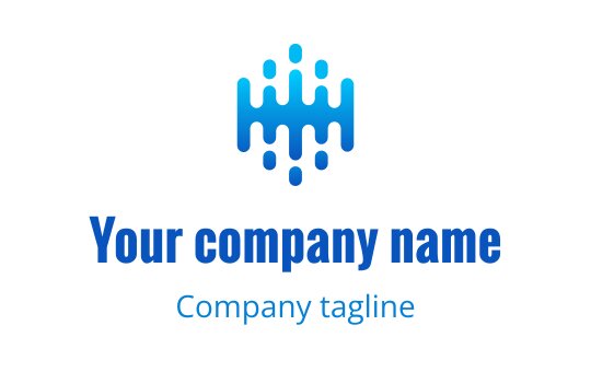 Modern blue logo design featuring abstract wave-like shapes