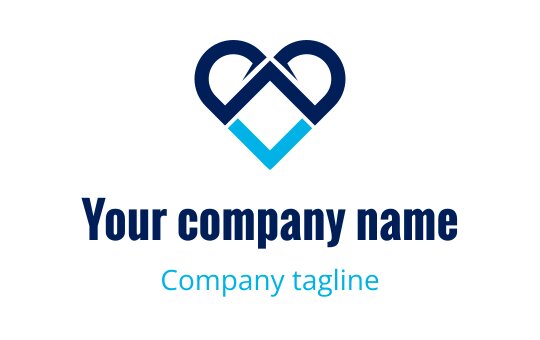 Modern heart logo design with intertwined shapes in blue and teal