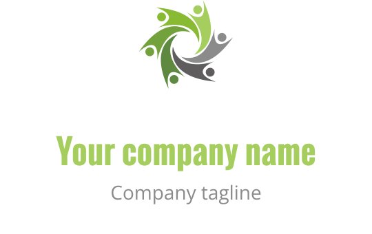 Dynamic logo design featuring interlocking figures in green and gray