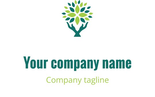 Modern logo design featuring a tree with green leaves and hands