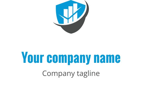 Professional blue and gray logo design featuring abstract financial elements