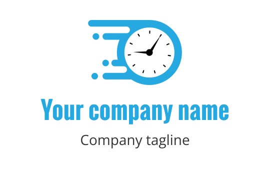 Dynamic blue logo design featuring a circular shape with motion lines