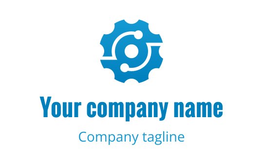 Modern blue gear logo design with circular elements