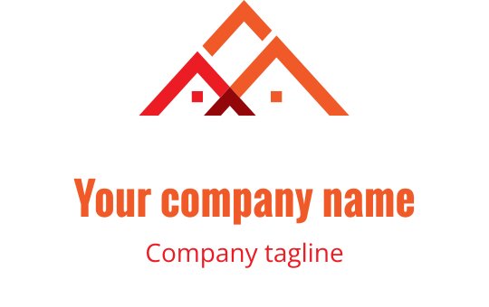 Modern logo design featuring overlapping red and orange rooftops