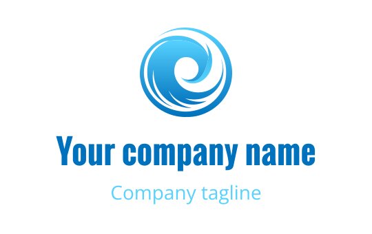 Swirling blue wave logo design with a modern aesthetic