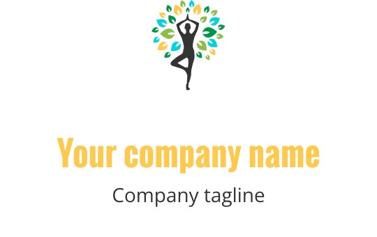 Modern logo design featuring a figure surrounded by colorful leaves