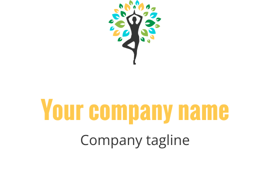 Modern logo design featuring a figure surrounded by colorful leaves