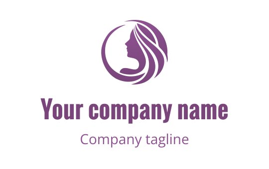 Elegant logo design featuring a woman's silhouette with flowing hair