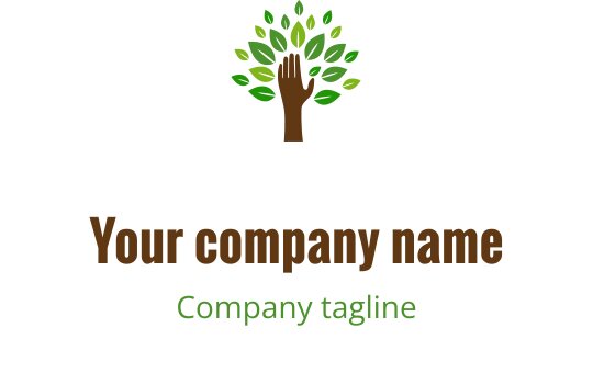 Modern tree logo design with green leaves and a brown trunk