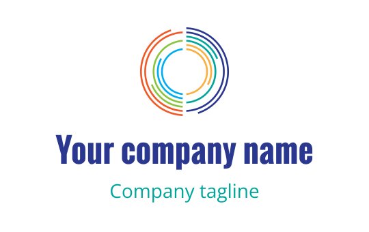 Colorful circular logo design with overlapping lines and bold text