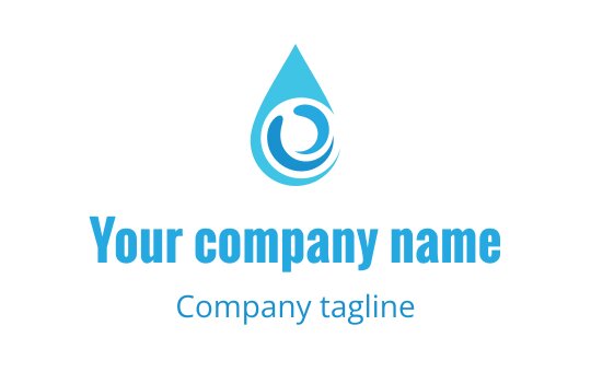 Modern blue water droplet logo design with swirling elements