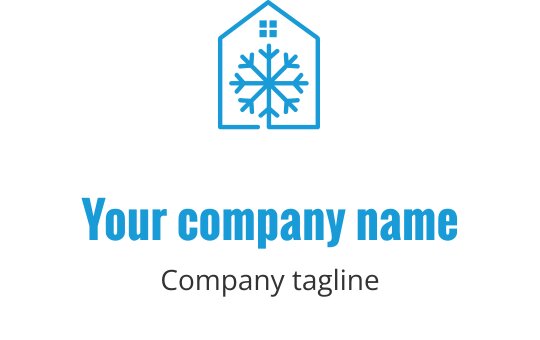 Modern blue logo design featuring a stylized air conditioning unit