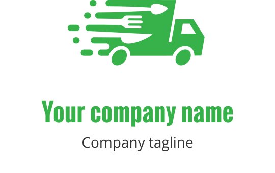 Dynamic green delivery truck logo design with motion lines