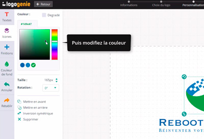Using basic colours and gradients with logogenie